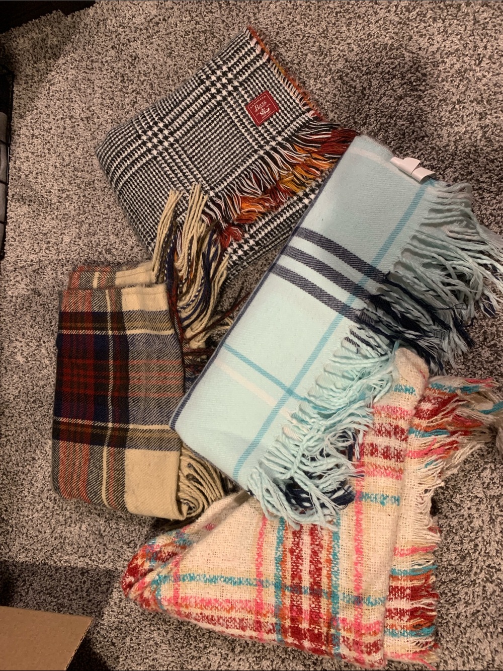Plaid Fringe Scarves-